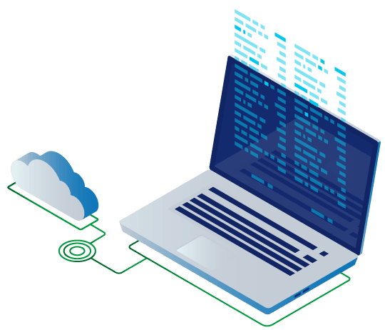 laptop data storage in isometric style