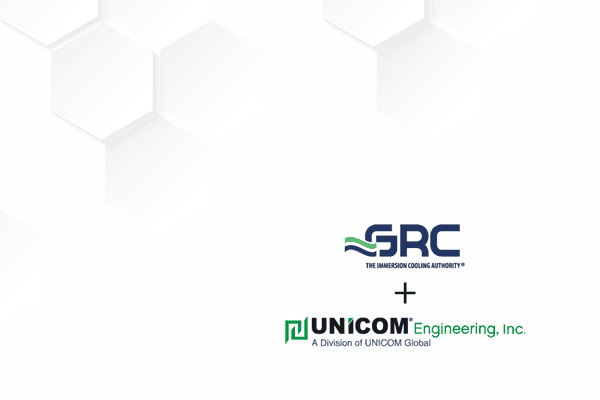 GRC and UNICOM Engineering logos on white background with hexagon pattern