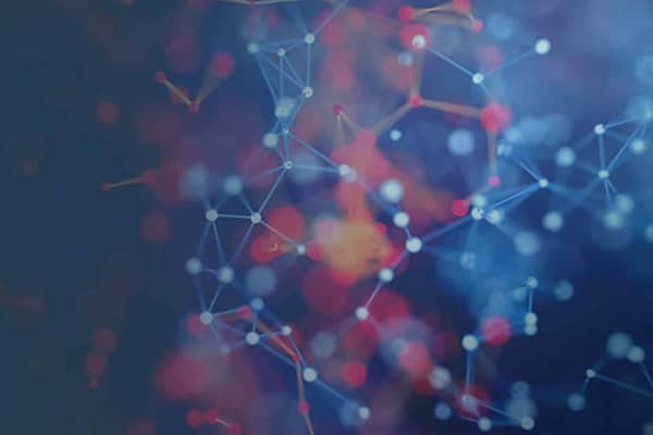 abstract blue and red network lines