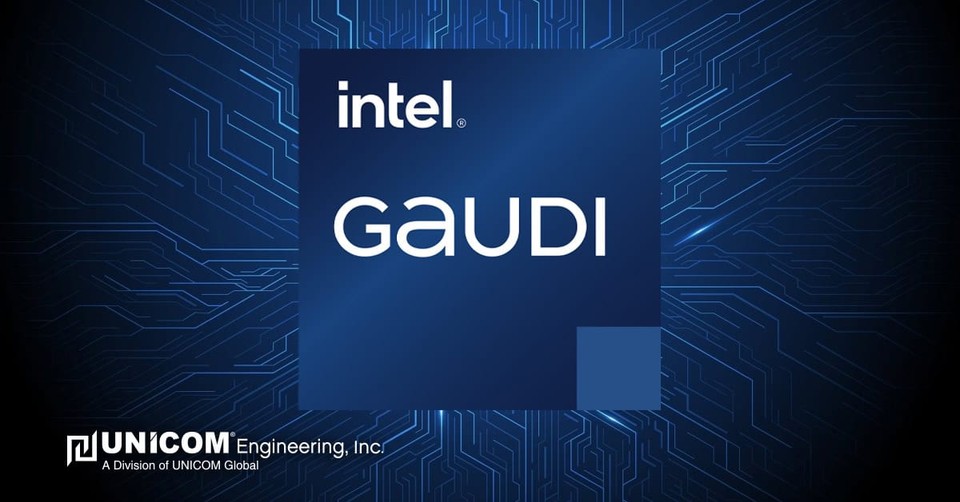 Intel Gaudi 3 on technology background